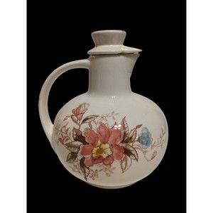 VINTAGE MCM Yamaju Japan Brocade Ceramic Water Pitcher/Ewer w/Lid-9" H-EUC